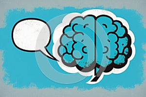 Brain With A Speech Bubble, Representing Communication. Generative AI