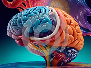 Brain Splashed with Multicolored Paints.