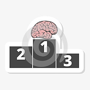 Brain stands on the winners podium sticker
