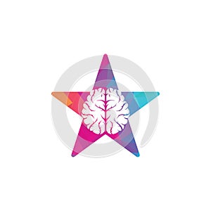 Brain star shape concept logo design.