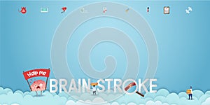 Brain stroke disease. Heart awareness concept. Atherosclerosis stages.
