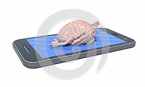 Brain that swims on the screen of the smartphone