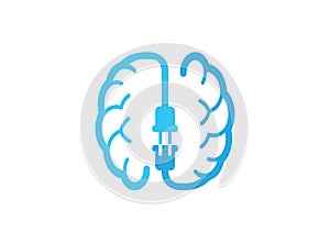 Brain tech connect logo design symbol vector