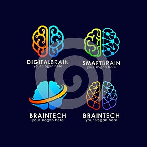 Brain tech logo design. smart brain logo design