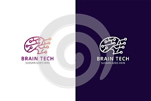 brain tech logo design template