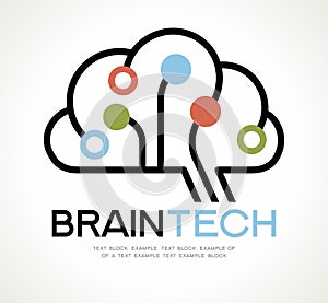 Brain tech Mind Data Logo Design photo