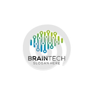 Brain Technology Logo Design. Artificial intelligence and technology logo concept