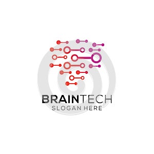 Brain Technology Logo Design. Artificial intelligence and technology logo concept