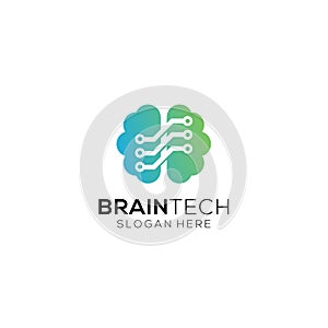 Brain Technology Logo Design. Artificial intelligence and technology logo concept