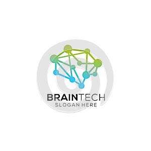Brain Technology Logo Design. Artificial intelligence and technology logo concept