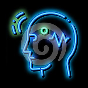 Brain Telepathic Control neon glow icon illustration photo