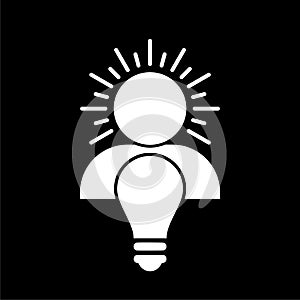 Brain think idea mind head icon isolated on dark background