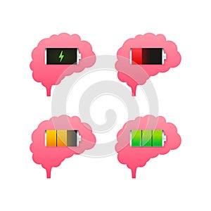 Brain, think loading concept with idea processed on a lightbulb bar. Vector stock illustration.