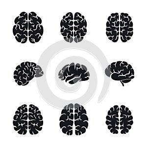 Brain thinking icon set, simple style