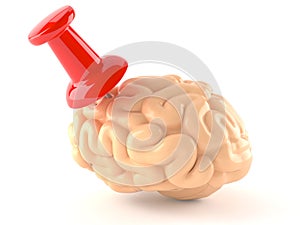 Brain with thumbtack