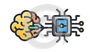 Brain to Chip: Artificial Intelligence and Machine Learning, vector design Generative AI