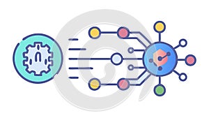 Brain to Circuitry Flow, Cognitive Tech Process, vector design Generative AI
