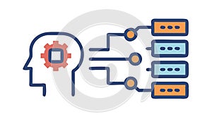 Brain to Data Server Connection, AI, Machine Learning, Cognitive Computing, vector design Generative AI