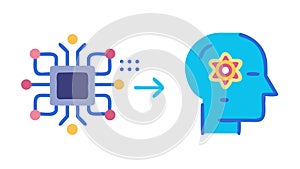 Brain to Processor Interface, Mind-Machine Connection, vector design Generative AI