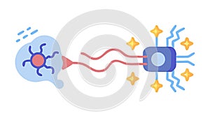 Brain to Tech Connection, Neuroscience and AI Integration Vector, vector design Generative AI