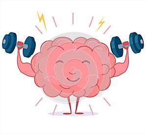 Brain training with dumbbells, mind workout. Vector photo