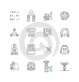 Brain training line icons collection. Neuroplasticity, Memory, Cognition, Focus, Attention, Concentration, Brainstorming