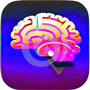 Brain Training Software App Style Icon. Generative AI.