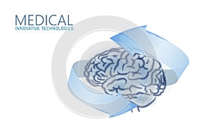 Brain treatment low poly 3D render. Drug nootropic human ability stimulant smart mental health. Medicine cognitive