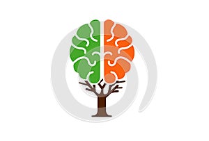Brain Tree Logo Design Illustration