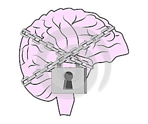 Brain Lock Brain Security Logo Design Template