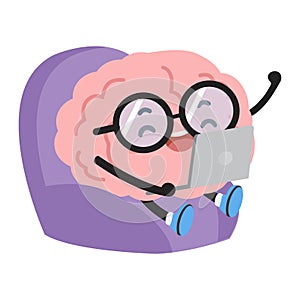 Brain Using Laptop Illustration
