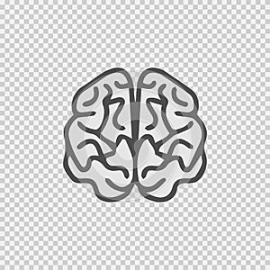 Brain vector icon. Simple isolated symbol EPS 10. Black pictogram on grey background