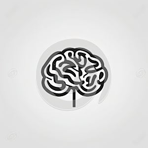 brain vector icon white and black left and right