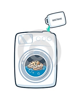 Brain on Wash machine with detergent labeled doctrine photo