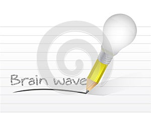 Brain wave written with a light bulb idea pencil