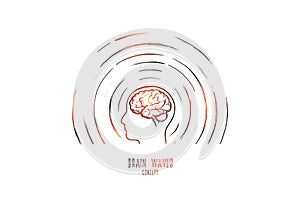 Brain waves concept. Hand drawn isolated vector.