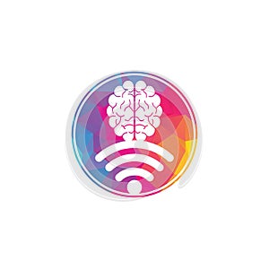Brain and wifi logo design sign.