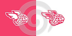 The brain with wings flies vector illustration