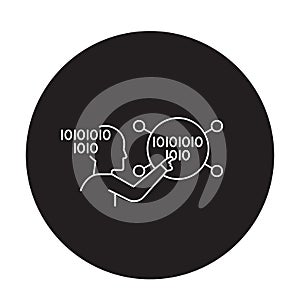 Brain work black vector concept icon. Brain work flat illustration, sign