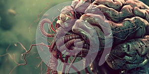 Brain Worm - parasitic ailment neurocysticercosis Illustration photo