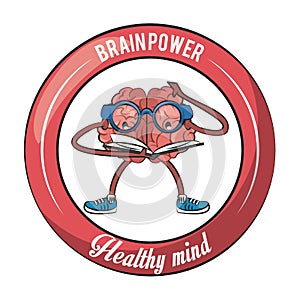 Brainpower healthy emblem label