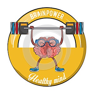 Brainpower healthy emblem label
