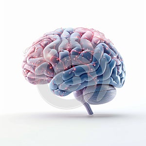 Brainpower representation 3D rendered human brain isolated on white