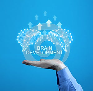 Brains with arrows. Artificial intelligence and development concept