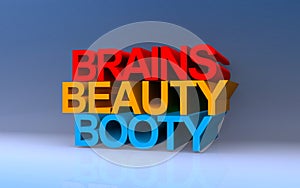 brains beauty booty on blue