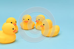 Brainstorm concept, rubber ducky are gathering