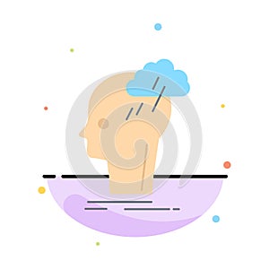 Brainstorm, creative, head, idea, thinking Flat Color Icon Vector