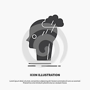 Brainstorm, creative, head, idea, thinking Icon. glyph vector gray symbol for UI and UX, website or mobile application