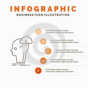 Brainstorm, creative, head, idea, thinking Infographics Template for Website and Presentation. Line Gray icon with Orange