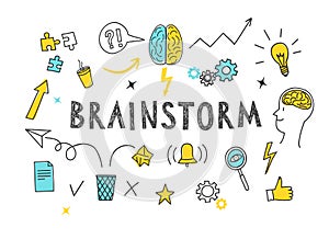 Brainstorm doodle elements big set